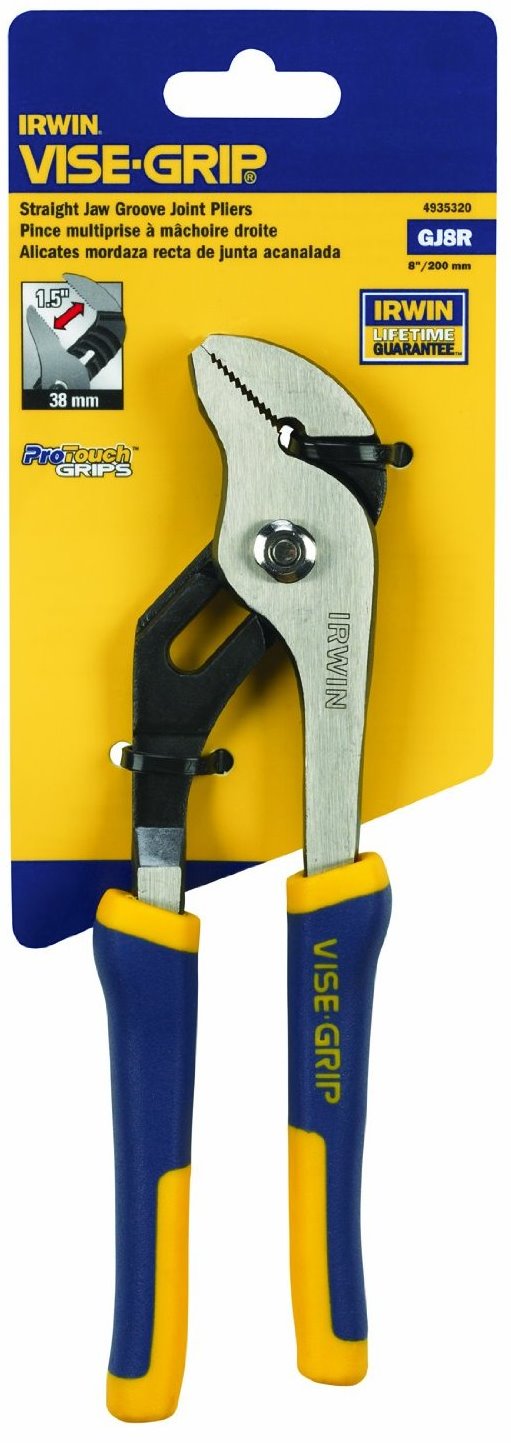 Irwin 4935320 ViseGrip 8" Groove Joint Pliers Straight Jaw (GJ8R)