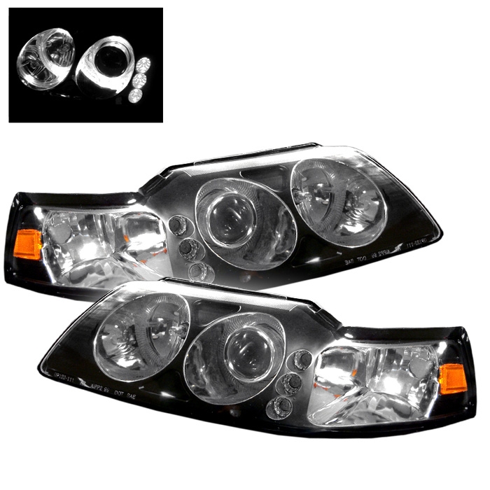 thumbnail image 2 of Black Housing Headlight Assembly Set For 1987-1993 Ford Mustang GT - 1-Piece Style 2 of 13