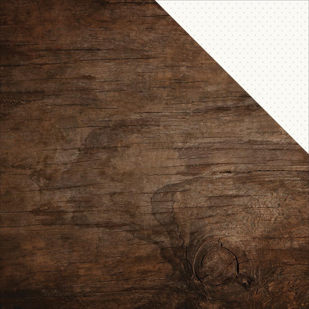 Simple Stories Walnut/Cream Dot 12x12 Designer Cardstock; wood grain