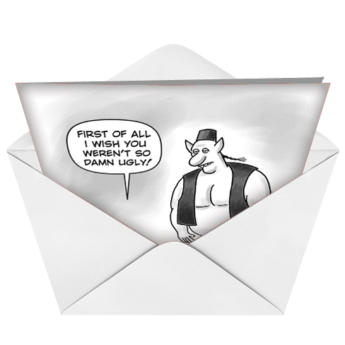 Ugly Genie Funny Birthday Card