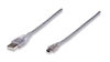 15' USB 2.0 A Male to Mini-B 5-Pin Male Shielded Cable, Translucent Silver, Manhattan 340489 15' USB 2.0 A Male to Mini-B 5-Pin Male Shielded Cable, Translucent Silver, Manhattan 340489