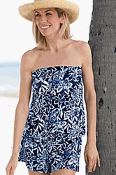 128-441 "Bahama Print" Two Piece bandeau blouson with short 128-441 "Bahama Print" Two Piece bandeau blouson with short