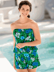 128-912 "Jungle Flower" 2 pc Bandeau Blouson with Short 128-912 "Jungle Flower" 2 pc Bandeau Blouson with Short