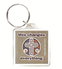 "THIS CHANGES EVERYTHING" ACRYLIC KEYRING WITH CROSS "THIS CHANGES EVERYTHING" ACRYLIC KEYRING WITH CROSS