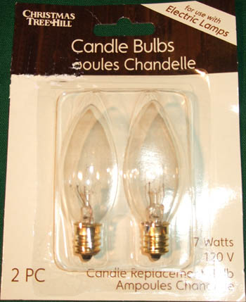 Candle Light Bulbs - Torpedo Bulb - 7 Watt 120 Volt - 2 Pack