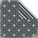 Color Theme: Fleur de Lis & Stripe, Black, double-sided scrapbook paper (Scrapbook Custom)