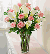 Pink Rose and White Calla Lily Bouquet Pink Rose and White Calla Lily Bouquet