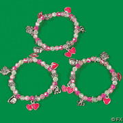 Plastic Faceted Bead Love Charm Bracelet