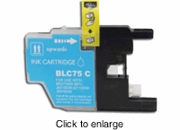 Brother LC 75C Compatible Cyan Inkjet Printer Cartridges ( LC75c, LC-75c) - click to enlarge