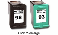 Recycled Hewlett Packard C9364WN & C9361WN (HP 98 & 93) Inkjet Cartridges - click to enlarge