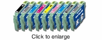 Set of 9 Epson Stylus Photo R2400 Remanufactured Inkjet Cartridges - click to enlarge