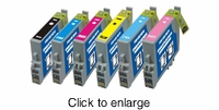 Set of Remanufactured Epson Stylus Photo RX700 Inkjet Cartridges - click to enlarge