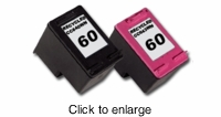 Remanufactured HP 60 Black & Color Printer Ink Cartridges - click to enlarge