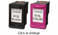 Remanufactured HP 61XL High Yield Black & Color Ink Cartridge Bundle (CH563WN & CH564WN) - click to enlarge