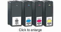 Compatible Lexmark 100XL Printer Ink Bundle - click to enlarge