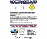 Inkjet Transfer Paper-For White or Light-Colored Fabrics - click to enlarge