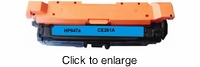 Remanufactured HP 647A Cyan (CE261A) Toner Cartridge - click to enlarge