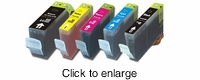 Canon Compatible Set of the BCI-3eBk / BCI-6Bk / BCI-6C / BCI-6M / BCI-6Y Cartridges - click to enlarge