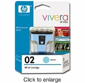 Genuine Hewlett Packard C8774WN (HP 02) Inkjet Cartridges - Light Cyan - click to enlarge