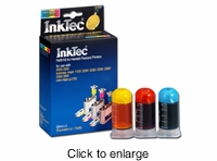 Color Ink Refill Kits for HP C4836A / C4837A / C4838A / C4841A / C4842A / C4843A Inkjet Cartridges - click to enlarge