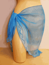 Cocktail Pareo short Fuzzy turquoise georgette swimwear cover-up 