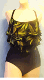 Ceeb triple ruffle Swimwear green black 12