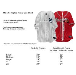 Majestic Adult Baseball Jersey Sizes