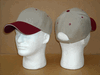 Khaki/Burgundy Two-Tone Sandwich Baseball Caps, Pro Style, DOZEN PRICED and PACKED.