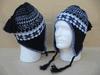 Navy/Gray/White CrisCross Earflap Beanie-PIECE PRICED.