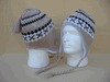 Khaki/Black/White CrisCross Earflap Beanie-PIECE PRICED.