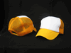 White/Gold 2-Tone Foam Mesh Caps, Trucker Cap Style, DOZEN PRICED and PACKED.
