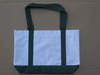 White/Dark-Green Two-Tone Tote Bag, DOZEN PRICED and PACKED.
