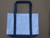 Irregular White/Navy Zipper Two-Tone Tote Bag, DOZEN PRICED and PACKED.