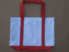 Irregular White/Red Zipper Two-Tone Tote Bag, PIECE PRICED.