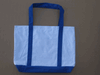 Irregular White/Royal-Blue Zipper Two-Tone Tote Bag, DOZEN PRICED and PACKED.