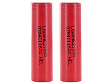 BUNDLE: 2 x LG HE2 ICR 18650 2500mAh 3.6V Unprotected High-Drain 20A Lithium Ion (Li-ion) Flat Top Batteries