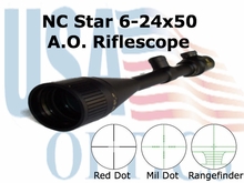 NcStar 6-24x50 Riflescope; Illuminated Red Dot Reticle, Free Rings (SEFD62450G) NcStar 6-24x50 Riflescope; Illuminated Red Dot Reticle, Free Rings (SEFD62450G)