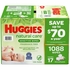 Huggies Natural Care Sensitive Baby Wipe Refill, Fragrance Free, 1088 ct