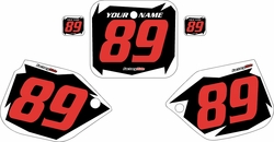 1988-1989 Honda CR250 Pre-Printed Backgrounds Black - White Shock - Red Numbers by FactoryRide 1988-1989 Honda CR250 Pre-Printed Backgrounds Black - White Shock - Red Numbers by FactoryRide