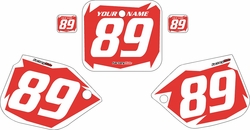 1988-1989 Honda CR250 Pre-Printed Backgrounds Red - White Shock Series by FactoryRide 1988-1989 Honda CR250 Pre-Printed Backgrounds Red - White Shock Series by FactoryRide