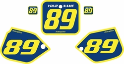 Fits Honda CR250 1988-1989 Pre-Printed Backgrounds Blue - Yellow Bold Pinstripe by FactoryRide Fits Honda CR250 1988-1989 Pre-Printed Backgrounds Blue - Yellow Bold Pinstripe by FactoryRide