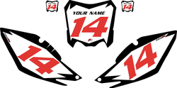 2014-2017 Honda CRF250-R Pre-Printed Backgrounds White - Black Shock - Red Numbers by Factory Ride 2014-2017 Honda CRF250-R Pre-Printed Backgrounds White - Black Shock - Red Numbers by Factory Ride