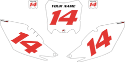 2014-2017 Honda CRF250-R Pre-Printed Backgrounds White - Red Numbers by Factory Ride 2014-2017 Honda CRF250-R Pre-Printed Backgrounds White - Red Numbers by Factory Ride