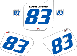 1983 Husqvarna CR500 Custom Pre-Printed Background White - Blue Numbers by Factory Ride 1983 Husqvarna CR500 Custom Pre-Printed Background White - Blue Numbers by Factory Ride