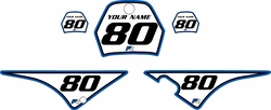 Yamaha PW80 Pre-Printed Backgrounds White - Blue Pro Pinstripe by FactoryRide Yamaha PW80 Pre-Printed Backgrounds White - Blue Pro Pinstripe by FactoryRide
