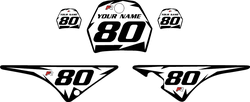 1996-2013 Yamaha PW80 White Pre-Printed Background - Black Shock Series by Factory Ride 1996-2013 Yamaha PW80 White Pre-Printed Background - Black Shock Series by Factory Ride