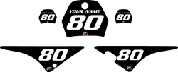 1996-2013 Yamaha PW80 Black Pre-Printed Background - White Numbers by Factory Ride 1996-2013 Yamaha PW80 Black Pre-Printed Background - White Numbers by Factory Ride