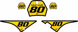 Yamaha PW80 Custom Pre-Printed Yellow Background - Black Bold Pinstripe by Factory Ride Yamaha PW80 Custom Pre-Printed Yellow Background - Black Bold Pinstripe by Factory Ride