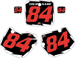 1984-1985 Yamaha YZ490 Pre-Printed Black Background - White Shock Series - Red Number by Factory Ride 1984-1985 Yamaha YZ490 Pre-Printed Black Background - White Shock Series - Red Number by Factory Ride