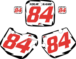 1984-1985 Yamaha YZ490 Pre-Printed White Background - Black Shock Series - Red Number by Factory Ride 1984-1985 Yamaha YZ490 Pre-Printed White Background - Black Shock Series - Red Number by Factory Ride